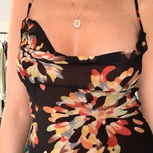 Rat & Boa Black Floral Maxi Dress with Multicolor Petal Print